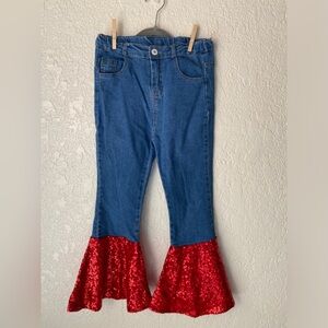 ❤️ 💙 Denim with red sequin bell bottoms